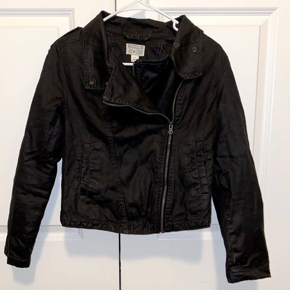 Converse all star bomber zip up moto jacket